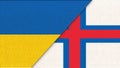 Flags of Ukraine and Faroe Islands. diplomatic relations between two countries