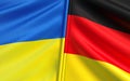 Flags of Ukraine and Germany. German flag. Blue and yellow flag. Black red yellow. Sovereign state. Independent Ukraine. 3D Royalty Free Stock Photo