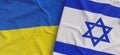 Flags of Ukraine and Israel. Linen flags close up. Flag made of canvas. Ukrainian. Israel, Jerusalem. National symbols. 3d Royalty Free Stock Photo