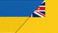 Flags of Ukraine and Niue. Treaty between Ukraine and Niue. Island in Oceania