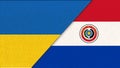 Flags of Ukraine and Paraguay. Illustration of two Flags Together. National symbols