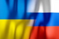 Flags of Ukraine and Russia/ Russian Federation