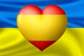 Flags of Ukraine and Spain. Heart color of the flag on the background of the flag of Ukraine. The concept of protection. Military