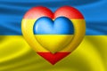 Flags of Ukraine and Spain. Two hearts in the colors of the flags on the background of the flag of Ukraine. Protection, solidarity