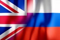 Flags of United Kingdom and Russia/ Russian Federation - 3D illustration Royalty Free Stock Photo