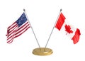 Flags of the United States of America and ÃÂ¡anada on white background. 3D illustration