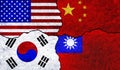 China Taiwan USA South Korea relations Royalty Free Stock Photo