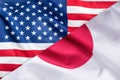 Flags of United states of america and japan flag together Royalty Free Stock Photo