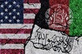 Flags: USA, Afghanistan, Taliban. Afghanistan civil war