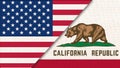 Flags of USA and California. Political concept. American and California flags Royalty Free Stock Photo