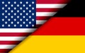 Flags of the USA and Germany divided diagonally
