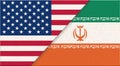 Flags of USA and Iran. American and Iranian national flags