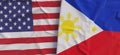 Flags of USA and the Philippines. Linen flags close-up. Flag made of canvas. United States of America. Manila. State national Royalty Free Stock Photo