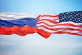 Flags of the USA and Russia Royalty Free Stock Photo