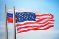 Flags of the USA and Russia Royalty Free Stock Photo