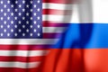 Flags of USA and Russia/ Russian Federation - 3D illustration