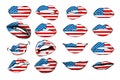 Flags of the USA in sensuality lips set women vector. america