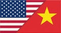 Flags of USA and Vietnam. American and Vietnamese national flags