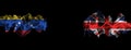 Flags of Venezuela and United Kingdom on Black background, Venezuela vs United Kingdom Smoke Flags