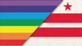 Flags of Washington, D.C. and lgbt. sexual concept. flag of sexual minorities