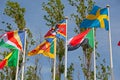 Flags of the world happily blowing in the wind . Royalty Free Stock Photo