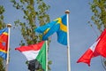 Flags of the world happily blowing in the wind Royalty Free Stock Photo