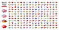 Flags of the world - vector set of cloudy flags, glossy icons Royalty Free Stock Photo