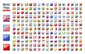 Flags of the world - vector set of square, glossy icons Royalty Free Stock Photo