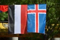 The flags of Yemen and Iceland