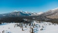 Flagstaff Arizona winter park mountain snow forest drone from air Royalty Free Stock Photo