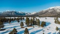 Flagstaff Arizona winter park mountain snow forest drone from air Royalty Free Stock Photo