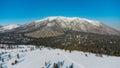 Flagstaff Arizona winter park mountain snow forest drone from air Royalty Free Stock Photo