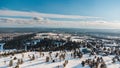 Flagstaff Arizona winter park mountain snow forest drone from air Royalty Free Stock Photo