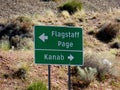 Flagstaff Page and Kanab Road Signage