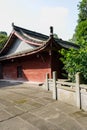 Flagstone pavement before ancient Chinese building in sunny afternoon Royalty Free Stock Photo