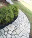 Flagstone walkway with landscaping Royalty Free Stock Photo