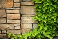 Flagstone wall with climbing ivy Royalty Free Stock Photo