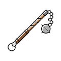 flail medieval weapon color icon vector illustration