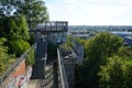 The flak tower Flakturm Humboldthain with a bunker system and an observation deck pleases Berliners and tourists. Berlin, Germany