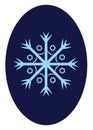 Snowflakes over oval-shaped blue background vector or color illustration