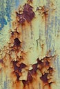 Flaking old and cracked paint from rusty iron Royalty Free Stock Photo