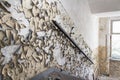 Flaking paint inside old building , abandoned building Royalty Free Stock Photo