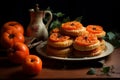 Flaky Persimmon pastry pies. Generate ai