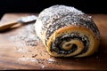 Flaky Poppy seed roll. Generate Ai Royalty Free Stock Photo