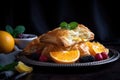 flaky puff pastry and fruit turnovers on plate Royalty Free Stock Photo