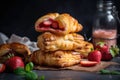 flaky puff pastry turnover filled with fresh strawberry filling Royalty Free Stock Photo
