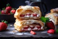 flaky puff pastry turnover filled with fresh strawberry filling Royalty Free Stock Photo