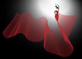 Flamenco dancer, sexy silhouette beautiful Spanish woman in red long dress in spectacular pose. Latin America artist performer Royalty Free Stock Photo