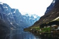 Flam, Norway, Europe. Beautiful Norwegian countryside with mountains