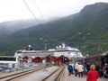 FLAM, NORWAY - 18 july 2018: Myrdal, railroad station, Norwegian Flam Railway Mountain train. Sogn og Fjordane, Norway